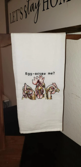 Egg-scuse Me Embroidered Towel