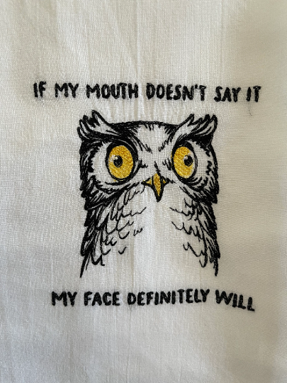 Funny Owl Embroidered Towel