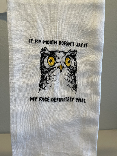 Funny Owl Embroidered Towel