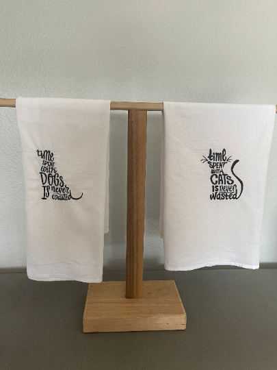 Time Spent with a Dog Embroidered Towel