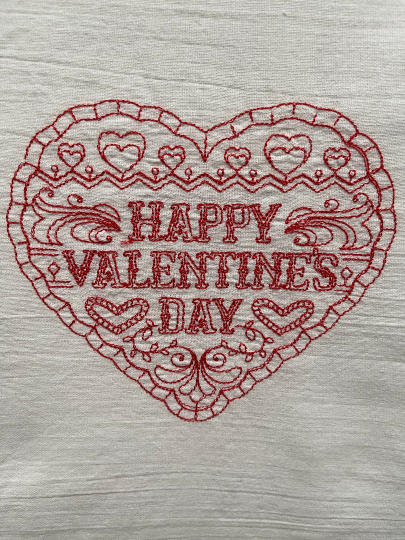 Happy Valentine's Day Embroidered Towel