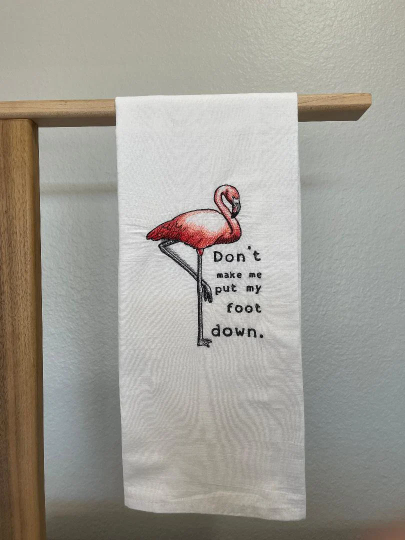 Flamingo Embroidered Towel