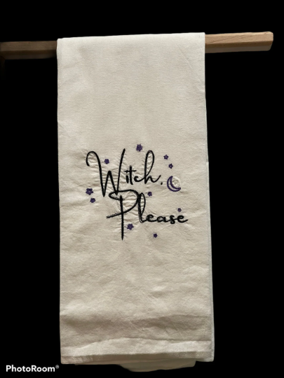 Witch Please Embroidered Towel