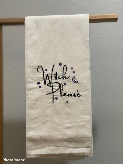 Witch Please Embroidered Towel