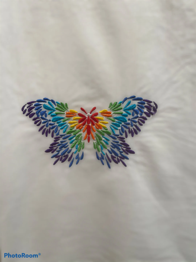 Rainbow Butterfly Embroidered Towel