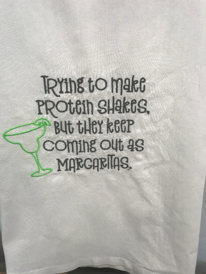 Trying to Make Protein Shakes Embroidered Towel