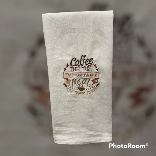 Coffee the Most Important Meal Embroidered Towel