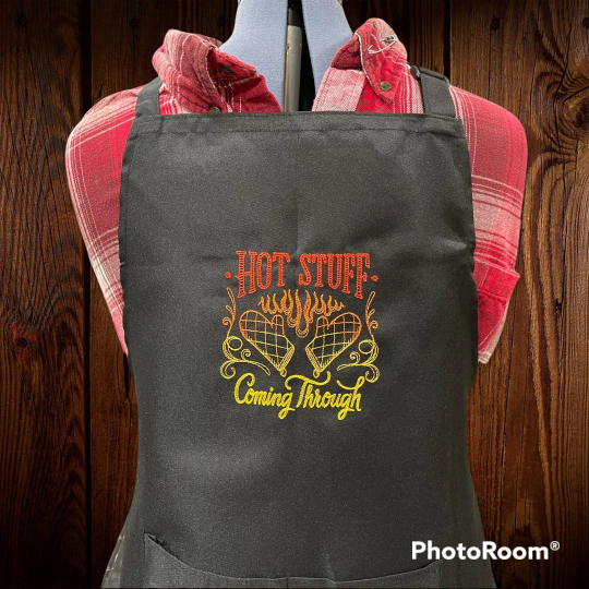 Hot Stuff Coming Through Embroidered Apron