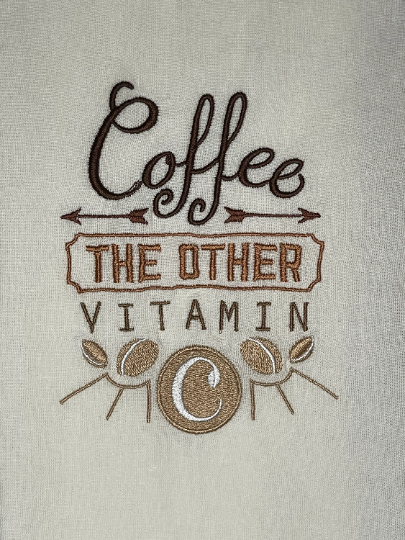 Coffee the Other Vitamin C Embroidered Towel