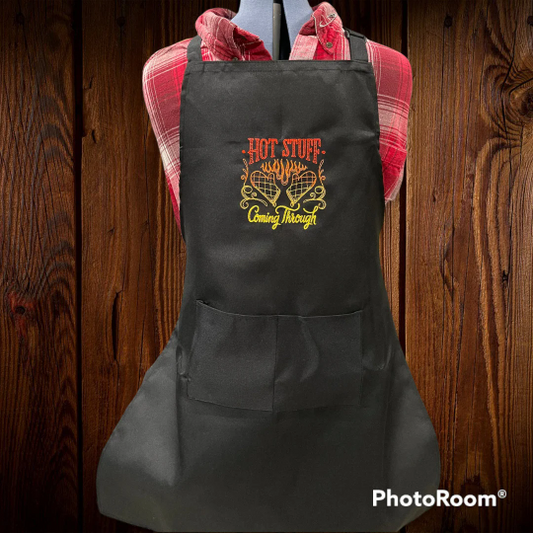 Hot Stuff Coming Through Embroidered Apron