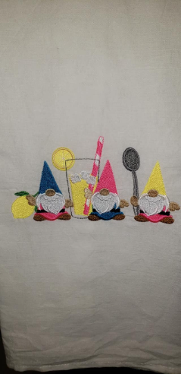 Lemonade Gnomes Embroidered Towel