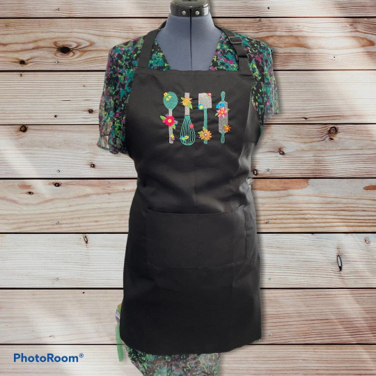 Beautiful Kitchen Utensils Embroidered Apron