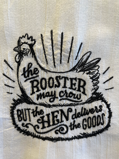 Rooster May Crow Embroidered Kitchen Towel