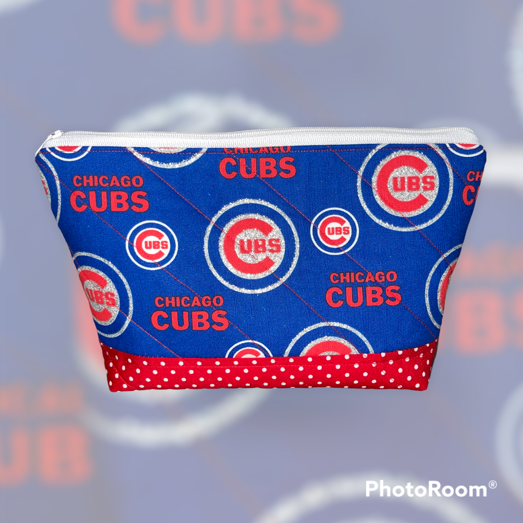 Chicago team Make Up Bag and Coin Purse Set made from Licensed MLB Fabric.