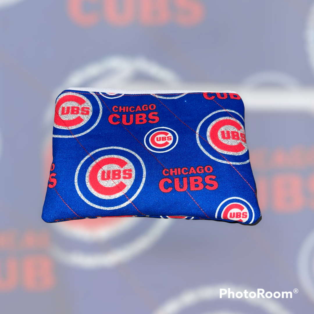 Chicago team Make Up Bag and Coin Purse Set made from Licensed MLB Fabric.